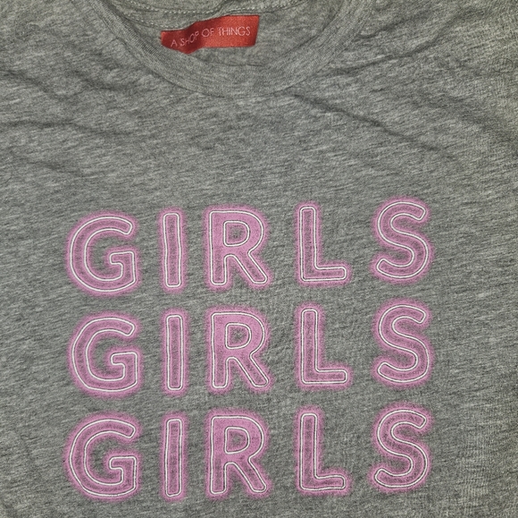 NEW Girls Girls Girls size Small women's short sleeve gray t-shirt with pink - Picture 3 of 4